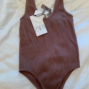 Zara brown/rose colored ribbed bodysuit